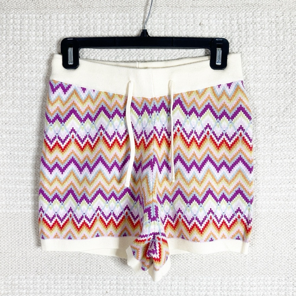 ELLANDEMM rainbox zigzag high waisted knit shorts S NEW